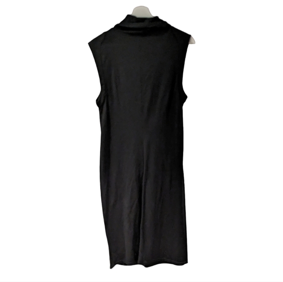 HELMUT LANG Black Wool Cowl Neck Shift Midi Dress size 10 - Picture 2 of 8